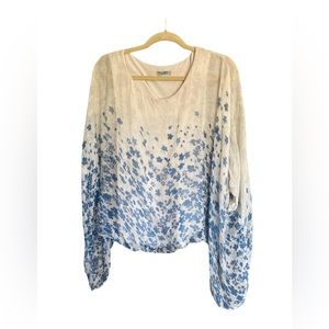 Elena Baldi boho flowy shirt beige blue S